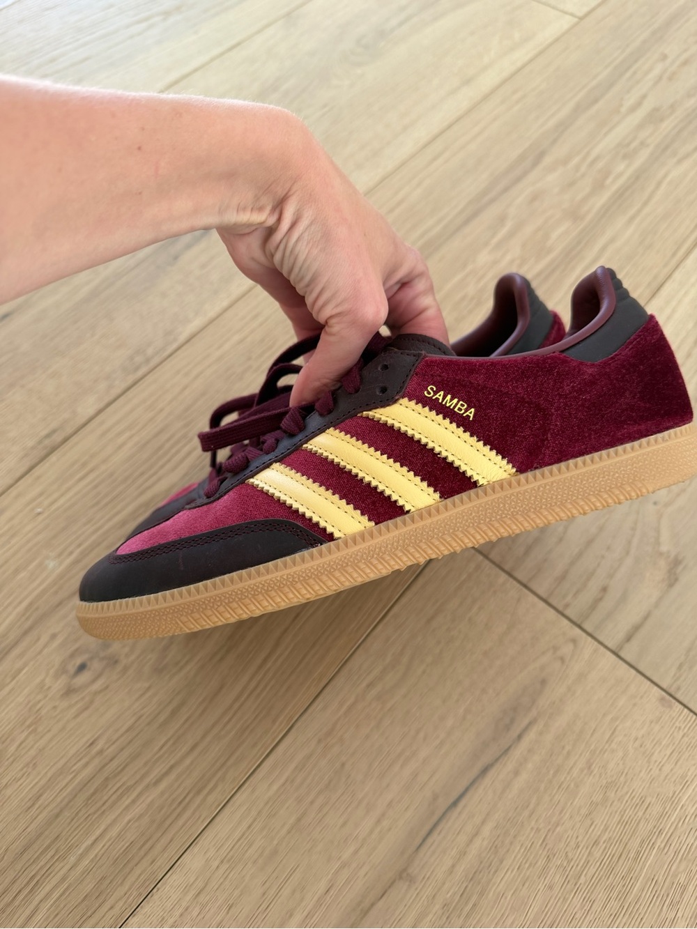 Adidas Burgundy Velvet Sneakers - Picture 2 of 4